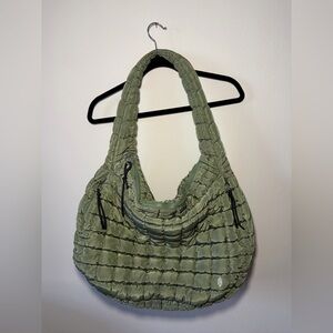 Green Free People Quilted Tote